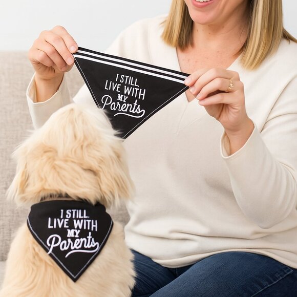 Funny Embroidered Pet Bandana: "I Still Live With My Parents" - Dog/Cat Scarf - Picture 1 of 3